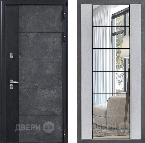 Входная металлическая Дверь Дверной континент ДК-15 Бетон ТЕРМО ФЛЗ-2 Зеркало Бетон светлый в Шатуре
