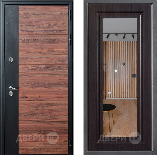 Входная металлическая Дверь Дверной континент ДК-15 Красное Дерево ТЕРМО ФЛЗ Зеркало Венге в Шатуре