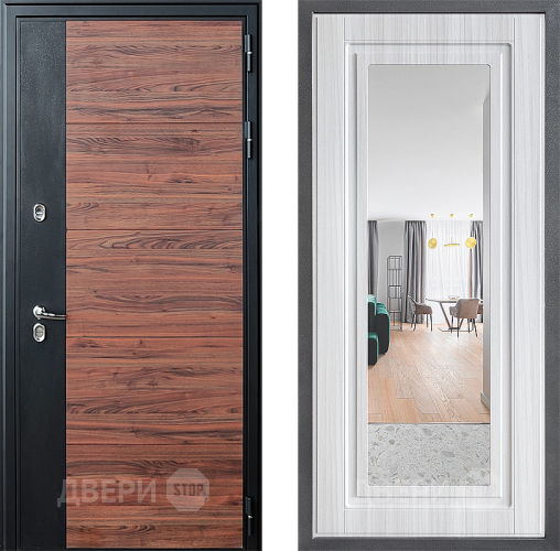 Дверь Дверной континент ДК-15 Красное Дерево ТЕРМО ФЛЗ Зеркало Сандал белый в Шатуре