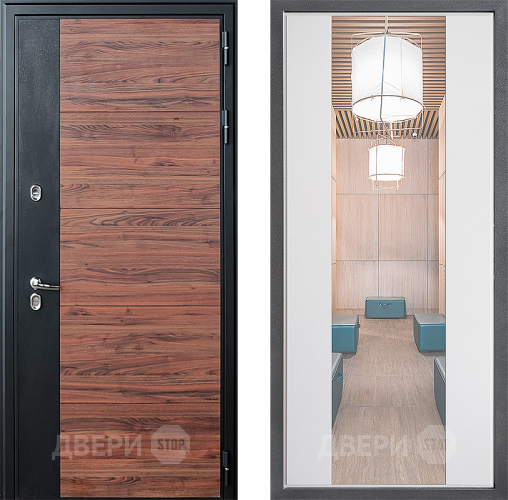 Дверь Дверной континент ДК-15 Красное Дерево ТЕРМО ФЛЗ-1 Зеркало Белый софт в Шатуре