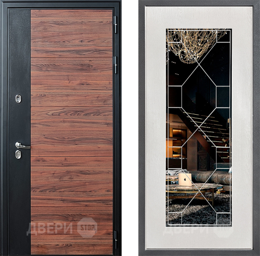 Дверь Дверной континент ДК-15 Красное Дерево ТЕРМО ФЛ-Тиффани Зеркало Белое дерево в Шатуре