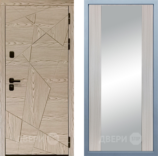Входная металлическая Дверь Дива МД-97/1 Д-15 Зеркало Сандал белый в Шатуре