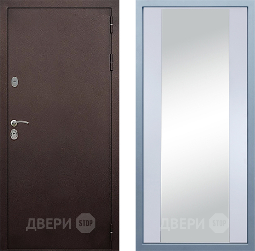 Входная металлическая Дверь Дива МД-40 Медь Д-15 Зеркало Белый в Шатуре