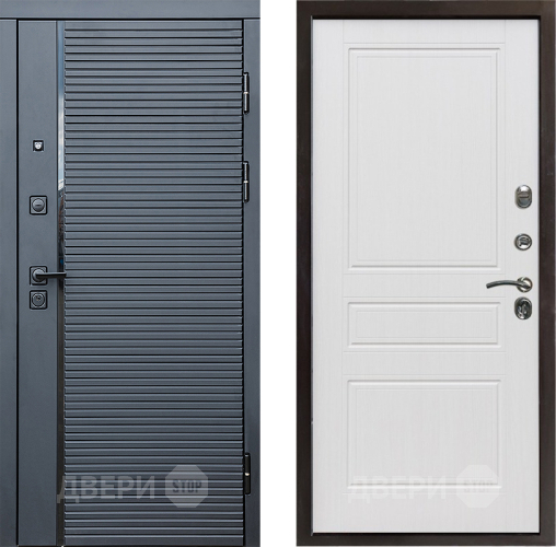 Входная металлическая Дверь Престиж Черная Линия Классика Белое дерево в Шатуре