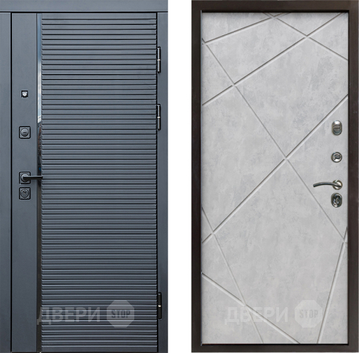 Дверь Престиж Черная Линия Лучи Бетон светлый в Шатуре