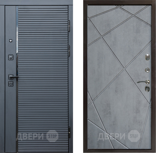 Входная металлическая Дверь Престиж Черная Линия Лучи Бетон темный в Шатуре