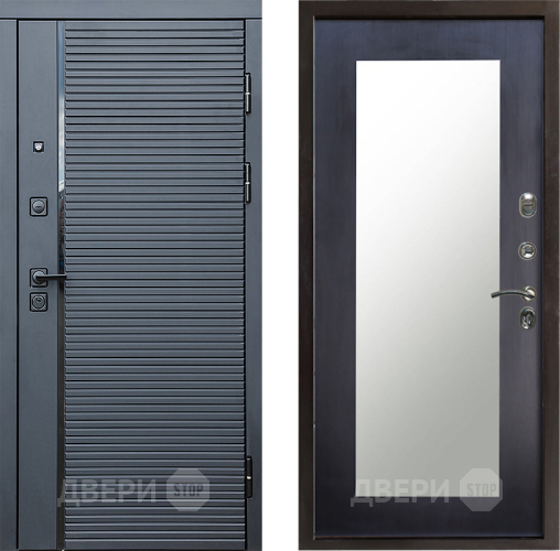 Входная металлическая Дверь Престиж Черная Линия Зеркло Пастораль Венге в Шатуре