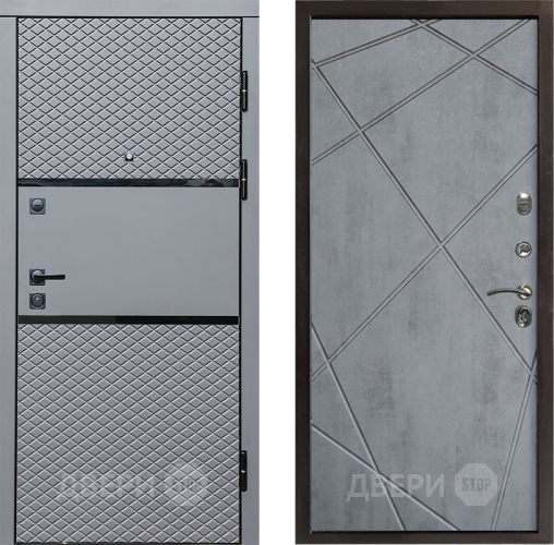 Входная металлическая Дверь Престиж Ромб Лучи Бетон темный в Шатуре