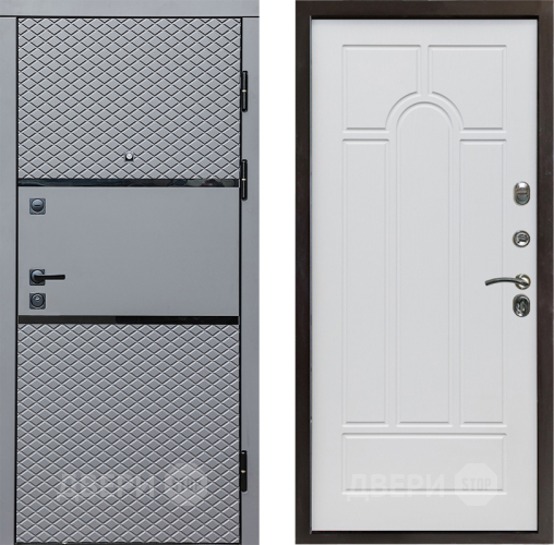 Входная металлическая Дверь Престиж Ромб Арка Белое дерево в Шатуре