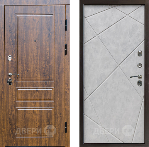 Входная металлическая Дверь Престиж Классика Дуб Лучи Бетон светлый в Шатуре