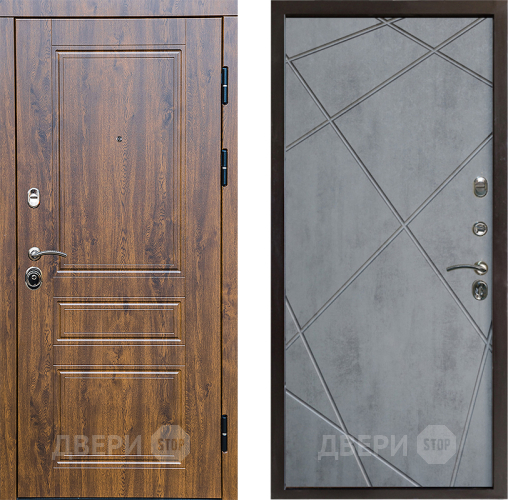 Входная металлическая Дверь Престиж Классика Дуб Лучи Бетон темный в Шатуре