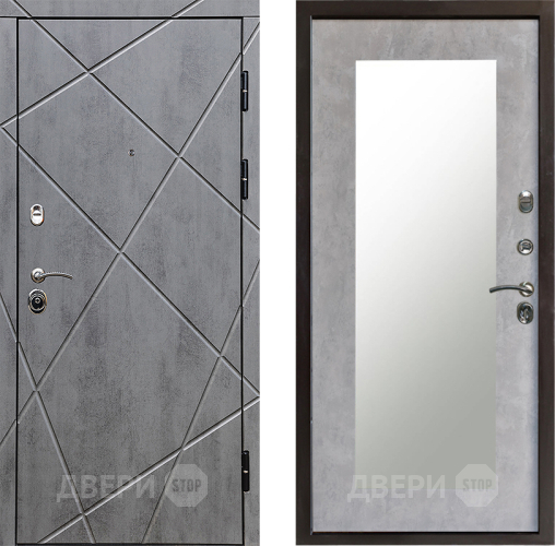 Входная металлическая Дверь Престиж Лучи Зеркло Пастораль Бетон светлый в Шатуре
