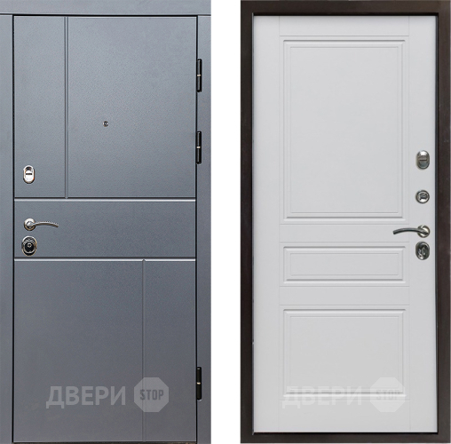 Входная металлическая Дверь Престиж Горизонт Грэй Классика Белый матовый в Шатуре