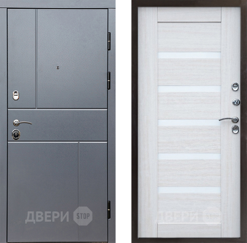 Входная металлическая Дверь Престиж Горизонт Грэй Царга Лиственница белая в Шатуре