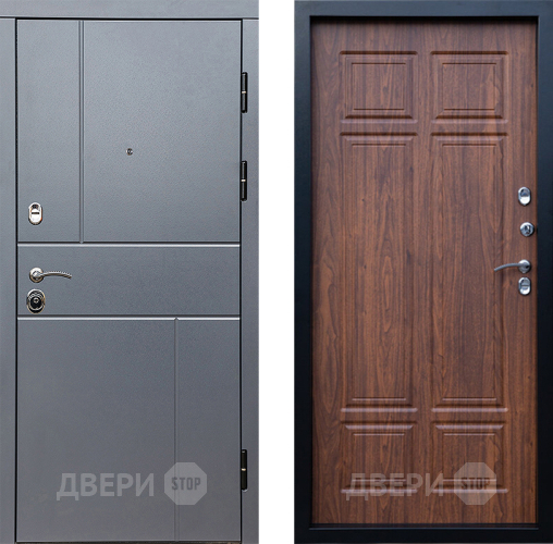 Входная металлическая Дверь Престиж Горизонт Грэй Премиум Орех темный в Шатуре