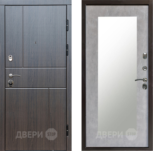 Входная металлическая Дверь Престиж Горизонт Венге Зеркло Пастораль Бетон светлый в Шатуре