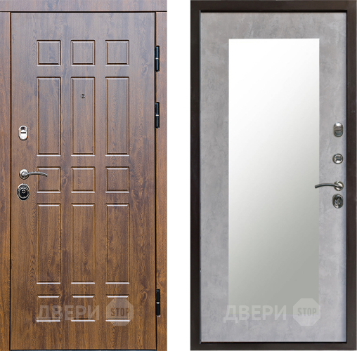 Входная металлическая Дверь Престиж Стандарт Зеркло Пастораль Бетон светлый в Шатуре