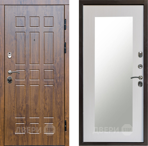 Входная металлическая Дверь Престиж Стандарт Зеркло Пастораль Лиственница белая в Шатуре
