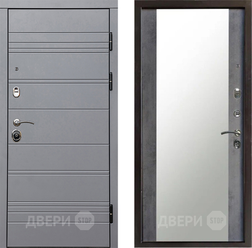 Дверь Престиж Линия Грэй Зеркало Бетон темный в Шатуре