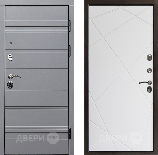 Входная металлическая Дверь Престиж Линия Грэй Лучи Бетон белый в Шатуре