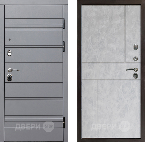 Входная металлическая Дверь Престиж Линия Грэй Горизонт Бетон светлый в Шатуре