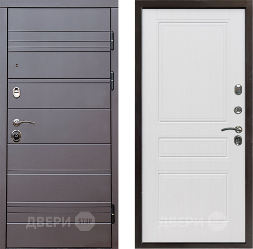 Входная металлическая Дверь Престиж Линия Браун Классика Белое дерево в Шатуре