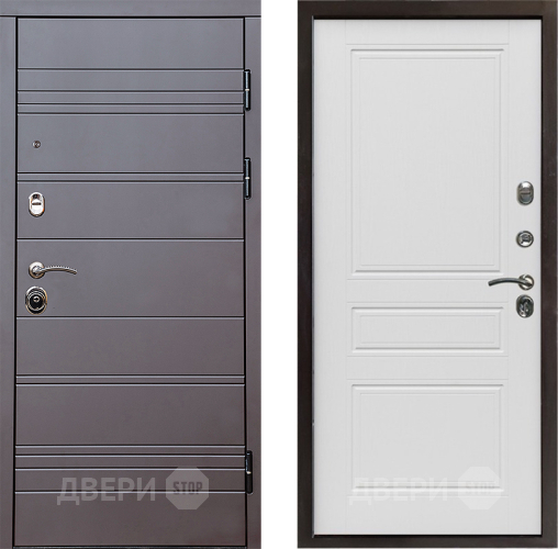 Входная металлическая Дверь Престиж Линия Браун Классика Лиственница белая в Шатуре