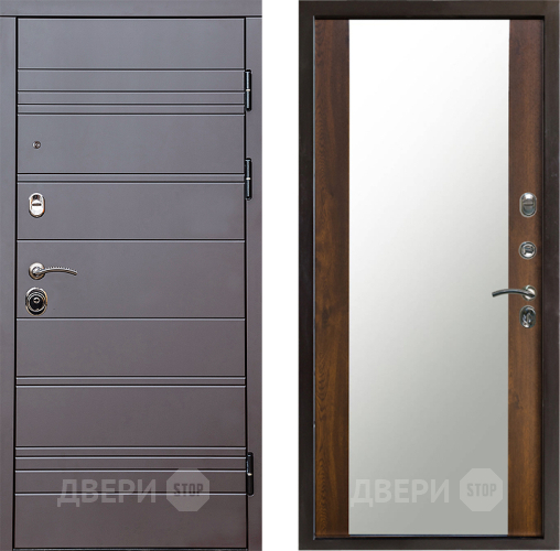 Входная металлическая Дверь Престиж Линия Браун Зеркало Дуб в Шатуре