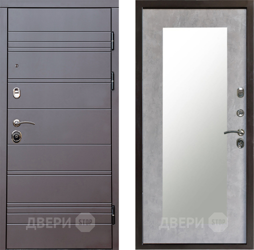 Дверь Престиж Линия Браун Зеркло Пастораль Бетон светлый в Шатуре