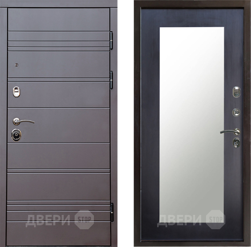 Входная металлическая Дверь Престиж Линия Браун Зеркло Пастораль Венге в Шатуре