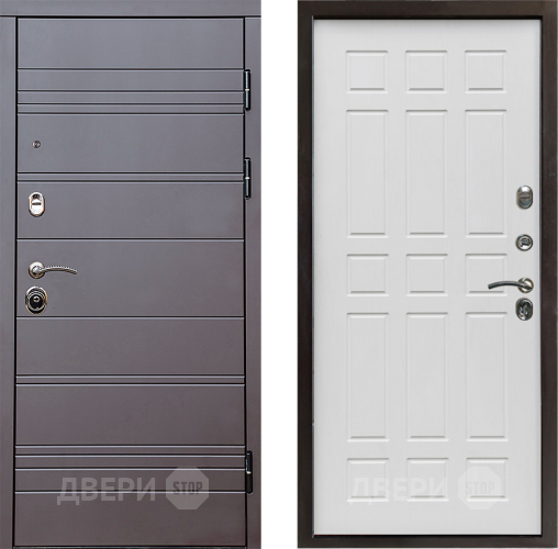 Входная металлическая Дверь Престиж Линия Браун Спарта Белое дерево в Шатуре