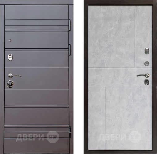 Входная металлическая Дверь Престиж Линия Браун Горизонт Бетон светлый в Шатуре