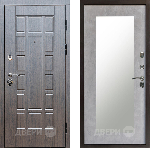 Входная металлическая Дверь Престиж Престиж Зеркло Пастораль Бетон светлый в Шатуре