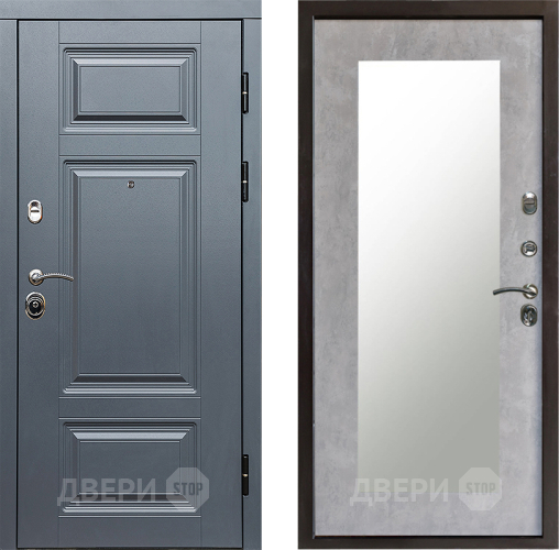 Входная металлическая Дверь Престиж Премиум Зеркло Пастораль Бетон светлый в Шатуре