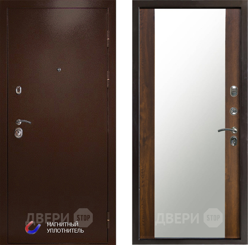 Входная металлическая Дверь Престиж Медь Зеркало Дуб в Шатуре