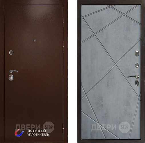 Входная металлическая Дверь Престиж Медь Лучи Бетон темный в Шатуре