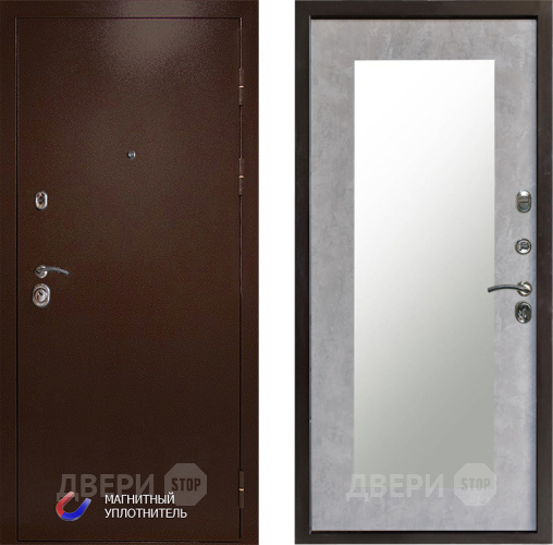 Входная металлическая Дверь Престиж Медь Зеркло Пастораль Бетон светлый в Шатуре