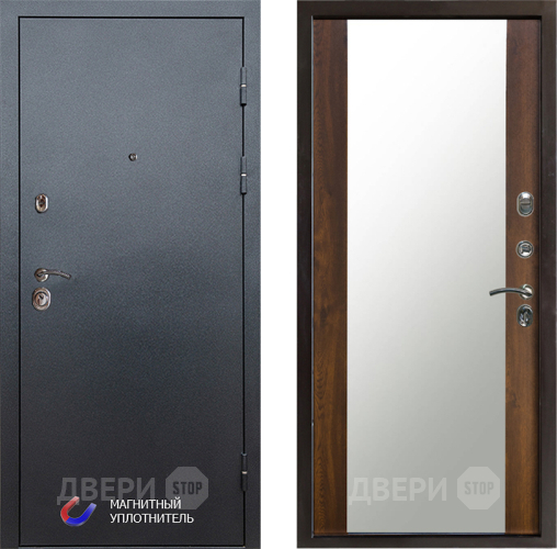Входная металлическая Дверь Престиж Графит Зеркало Дуб в Шатуре