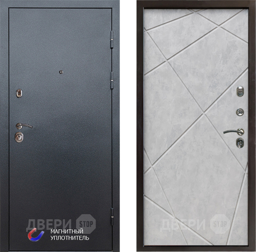 Входная металлическая Дверь Престиж Графит Лучи Бетон светлый в Шатуре