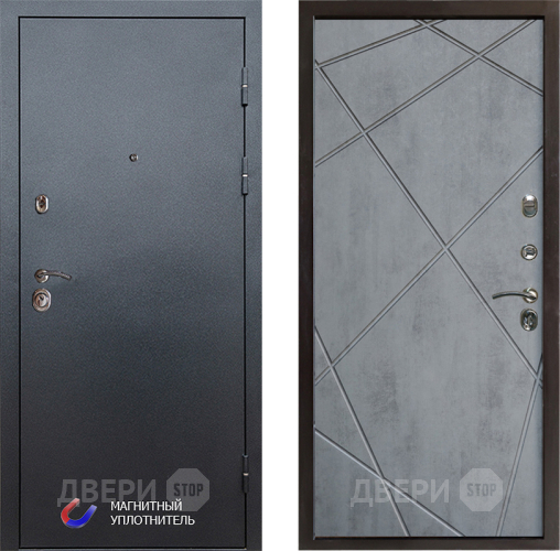 Входная металлическая Дверь Престиж Графит Лучи Бетон темный в Шатуре