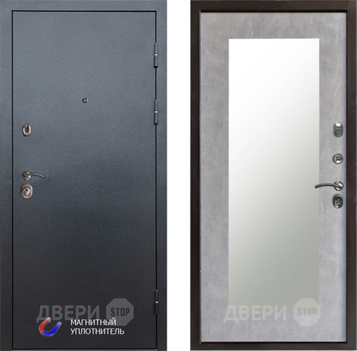 Дверь Престиж Графит Зеркло Пастораль Бетон светлый в Шатуре