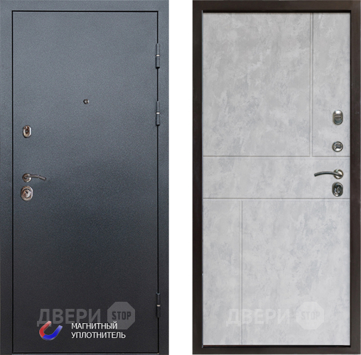 Входная металлическая Дверь Престиж Графит Горизонт Бетон светлый в Шатуре