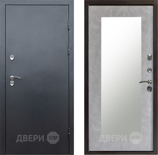 Входная металлическая Дверь Престиж TERMO с терморазрывом Снегирь Серебро Зеркало пастораль Бетон светлый в Шатуре