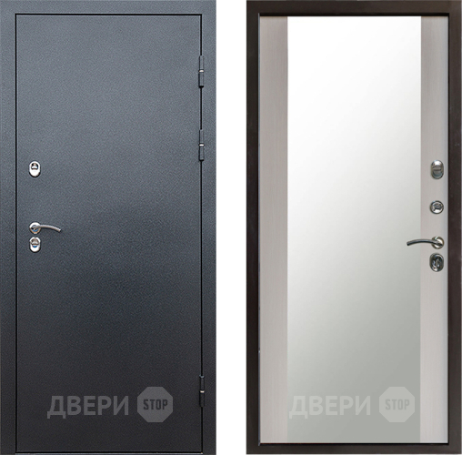 Входная металлическая Дверь Престиж TERMO с терморазрывом Снегирь Серебро Зеркало Лиственница белая в Шатуре
