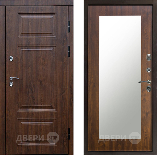 Входная металлическая Дверь Престиж TERMO с терморазрывом Премиум Орех Зеркало пастораль Дуб в Шатуре