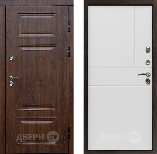 Входная металлическая Дверь Престиж TERMO с терморазрывом Премиум Орех Горизонт Бетон белый в Шатуре