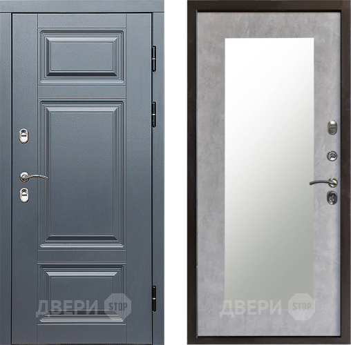 Входная металлическая Дверь Престиж TERMO с терморазрывом Премиум Грэй Зеркало пастораль Бетон светлый в Шатуре