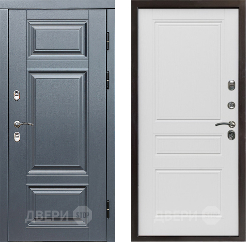 Входная металлическая Дверь Престиж TERMO с терморазрывом Премиум Грэй Классика Лиственница белая в Шатуре