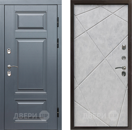 Входная металлическая Дверь Престиж TERMO с терморазрывом Премиум Грэй Лучи Бетон светлый в Шатуре