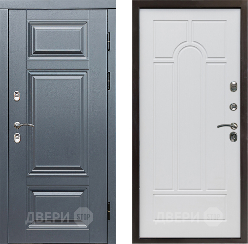 Дверь Престиж TERMO с терморазрывом Премиум Грэй Арка Белое дерево в Шатуре